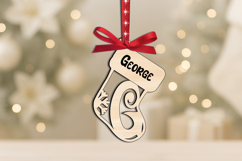 SVG Letter G Sock Christmas Ornament Monogram Alphabet Laser Product Image 1