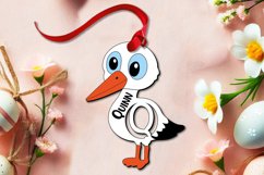 SVG Letter Q Easter Stork Basket Name Tag Holiday Ornament Product Image 1