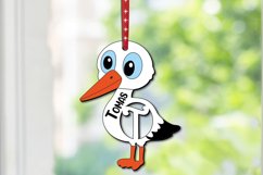 SVG Letter T Easter Stork Basket Name Tag Holiday Ornament Product Image 1
