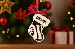 SVG Letter W Sock Laser Christmas Ornament Alphabet Monogram Product Image 1