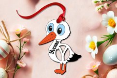SVG Letter Y Easter Stork Basket Name Tag Holiday Ornament Product Image 1