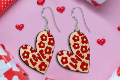 SVG Love Heart Valentine Earrings Laser Romantic Present Product Image 1