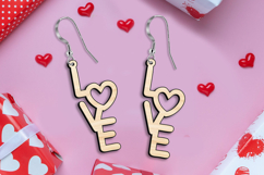 SVG Love Text Heart Valentine Earrings Laser Romantic Gift Product Image 1