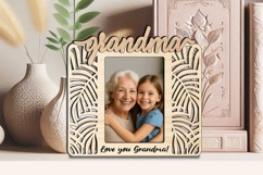 SVG Love you Grandma Jungle Leaves Photo Frame Laser Gift Product Image 1