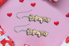 SVG Love You Text Valentine Earrings Laser Gift Romantic Product Image 2