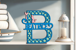 SVG Mermaid Letter B Laser Alphabet Maritime Ocean Sea Decor Product Image 1