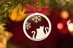 SVG Merry Christmas Kitty Cat Ornament Couple Laser Decor Product Image 3