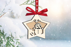 SVG Merry Christmas Snowman Star Ornament Laser Home Decor Product Image 2