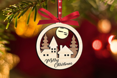 SVG Merry Christmas Winter Village Ornament Laser Holiday Product Image 1