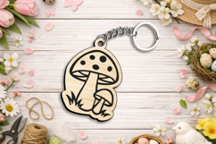 SVG Mushrooms Spring Keychain Laser Gift Summer Present Product Image 1