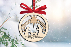 SVG Nativity Scene Merry Christmas Ornament Laser Decoration Product Image 1