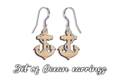 SVG Ocean Anchor Sea Pattern Earrings Laser Gift Maritime Product Image 1