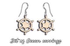 SVG Ocean Ship Helm Sea Pattern Earrings Laser Gift Maritime Product Image 1