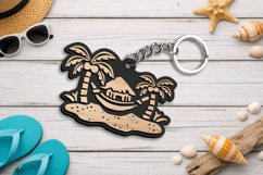 SVG Palms Bahamas Summer Keychain Gift Laser Gift Present Product Image 1