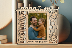 SVG Papa and Me Bee Frame Photo Kids Laser Summer Honeycomb Product Image 1