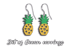 SVG Pineapple Summer Heart Beach Ocean Pattern Earring Laser Product Image 1
