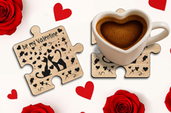 SVG Puzzle Coaster Be My Valentine Laser Gift Kitty Present Product Image 1