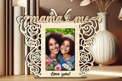 SVG Rose Butterfly Mama and Me Photo Frame Gift Laser Home Product Image 1