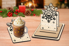 SVG Snowflake Christmas Coasters Laser Holiday Present Gift Product Image 1