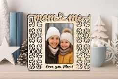 SVG Snowflake Mom and Me Photo Frame Laser Gift Christmas Product Image 1