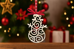 SVG Snowman Christmas Tree Toy Decoration Ornament Laser Product Image 1