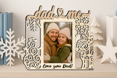 SVG Snowman Deer Christmas Dad and Me Photo Frame Gift Laser Product Image 1