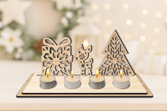 SVG Snowy Holiday Christmas Candles Holder Laser Present Product Image 1