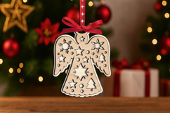 SVG Snowy Holiday Pattern Ornament Angel Christmas Laser Product Image 1