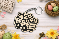 SVG Spring Flower Wagon Cart Keychain Laser Gift Accessory Product Image 1