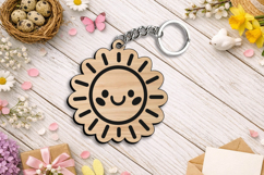 SVG Spring Happy Sun Keychain Laser Gift Accessory Item Home Product Image 1