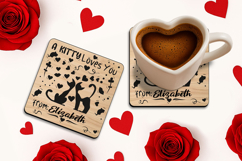 SVG Square A Kitty Love You Valentine Day Coaster Laser Gift Product Image 1