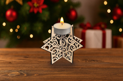 SVG Winter Swirls Laser Christmas Star 3D Candle Holder Gift Product Image 1