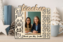 Teacher Christmas SVG Photo Frame Appreciation Gift Penguin Product Image 1