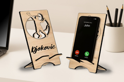 SVG Tennis Man Phone Holder Stand Gift Present Laser Digital Product Image 1