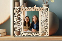 Tulip Teacher Student Photo Frame SVG Gift School Laser Kids Product Image 1