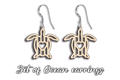 Turtle Set 5 Ocean SVG Pattern Earring Laser Gift Maritime Product Image 3
