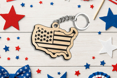 America Country Banner Flag 4th July Keychain Laser SVG Gift Product Image 1