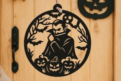 Vampire Halloween Door Hanger SVG Welcome Sign Laser Present Product Image 1