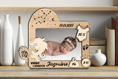 Virgo Zodiac SVG Laser Baby Photo Frame Present Newborn Gift Product Image 1