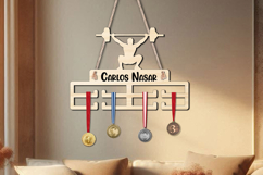 Weightlifting Sport Man Medal Hanger SVG Display Wall Decor Product Image 1