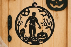 Zombie Scary Halloween Door Hanger SVG Welcome Sign Laser Product Image 1