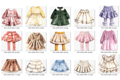 Girl's winter skirts | watercolor clipart cute layered lace Product Image 8