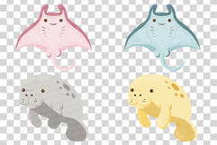 Cute Sea Animal | Clip art PNG Vector Ocean Turtle Whale eps Product Image 10
