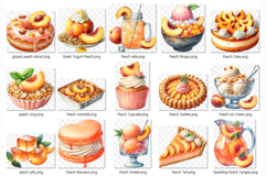 Peach Dessert | Watercolor Fruit Summer Sweet Bakery PNG Product Image 5