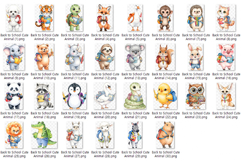 Back to School Cute Animal | Watercolor Dog Fox Monkey PNG Product Image 7