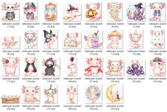 Halloween Axolotl | Watercolor Cute Pink Upaloopa Animal PNG Product Image 8