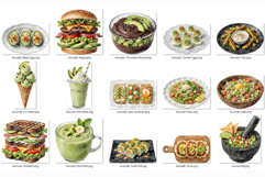 Avocado Dessert | Watercolor PNG Burger Pasta Salad Smoothie Product Image 8