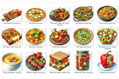 Green Bell Pepper Cuisine | Watercolor Vegetable Food PNG Product Image 6