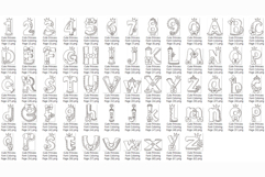Cute Princess Font | Outline Coloring Page SVG Line Clip Art Product Image 10