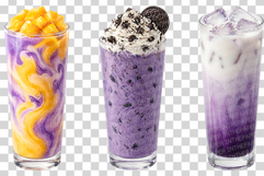Ube Drink in Glass | Watercolor Clipart PNG Purple Iced Latte Product Image 10